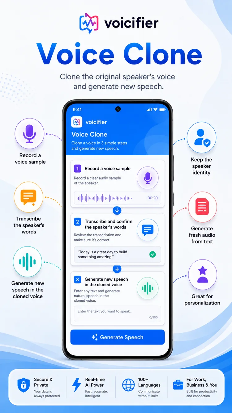 Voice Clone screen for creating a cloned voice
